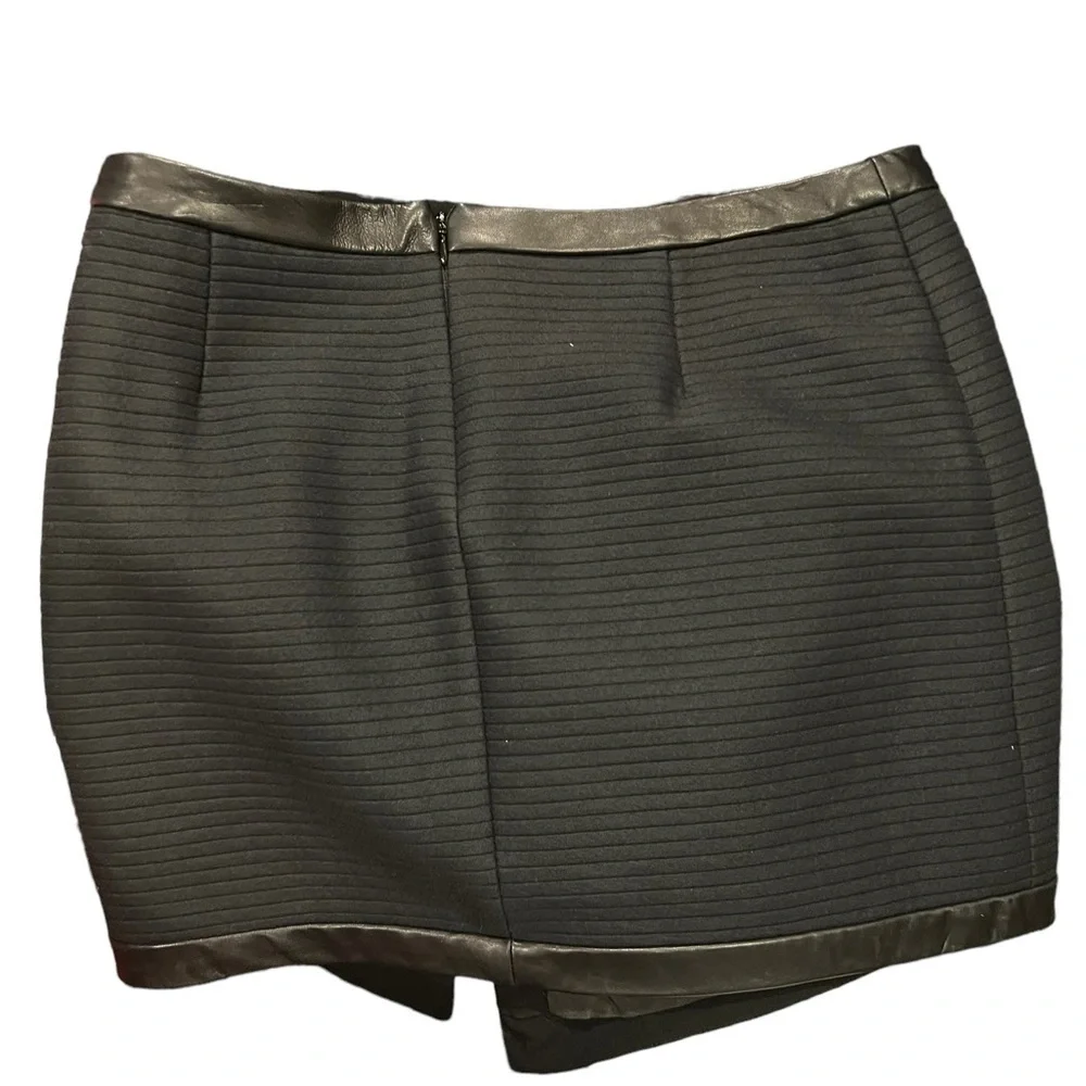 Rag Bone Wool Blend Lamb Leather Trim Silk Accent Mini Skirt Size 10 - Picture 8 of 11